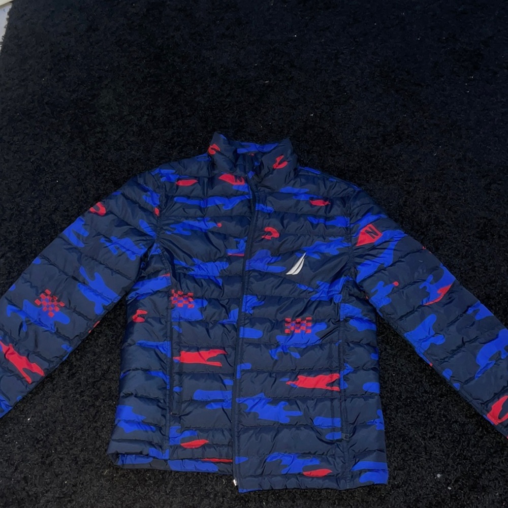 Blue and red camo Nautica Bomber Jacket